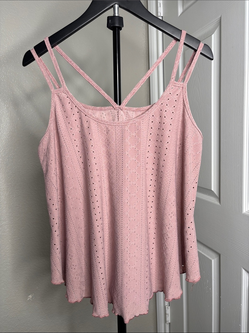 SHEIN Blush Pink Eyelet Double-Strap Camisole